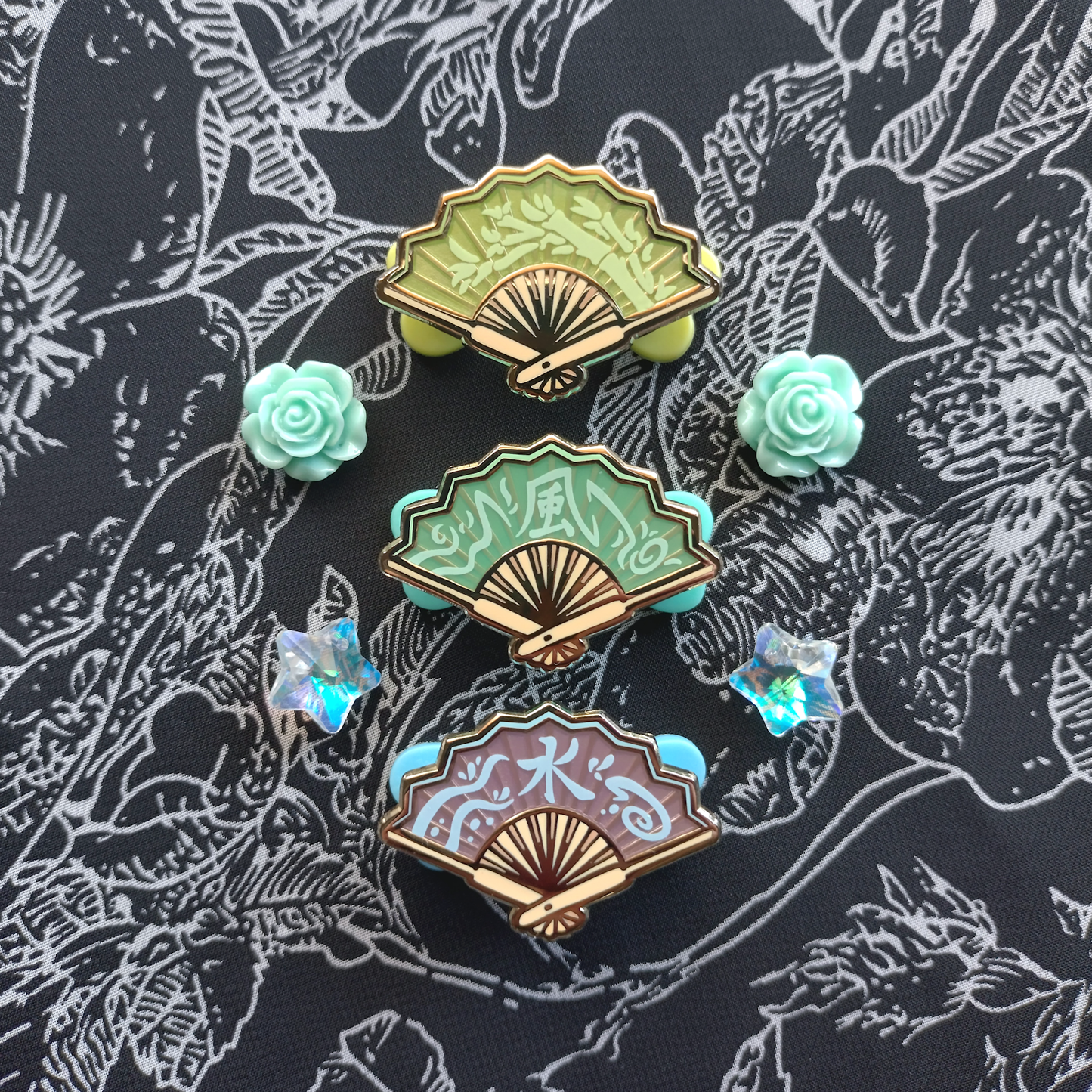 09. Elemental Folding Fan Enamel Pins (Leftovers)