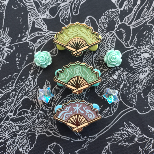 09. Elemental Folding Fan Enamel Pins (Leftovers)