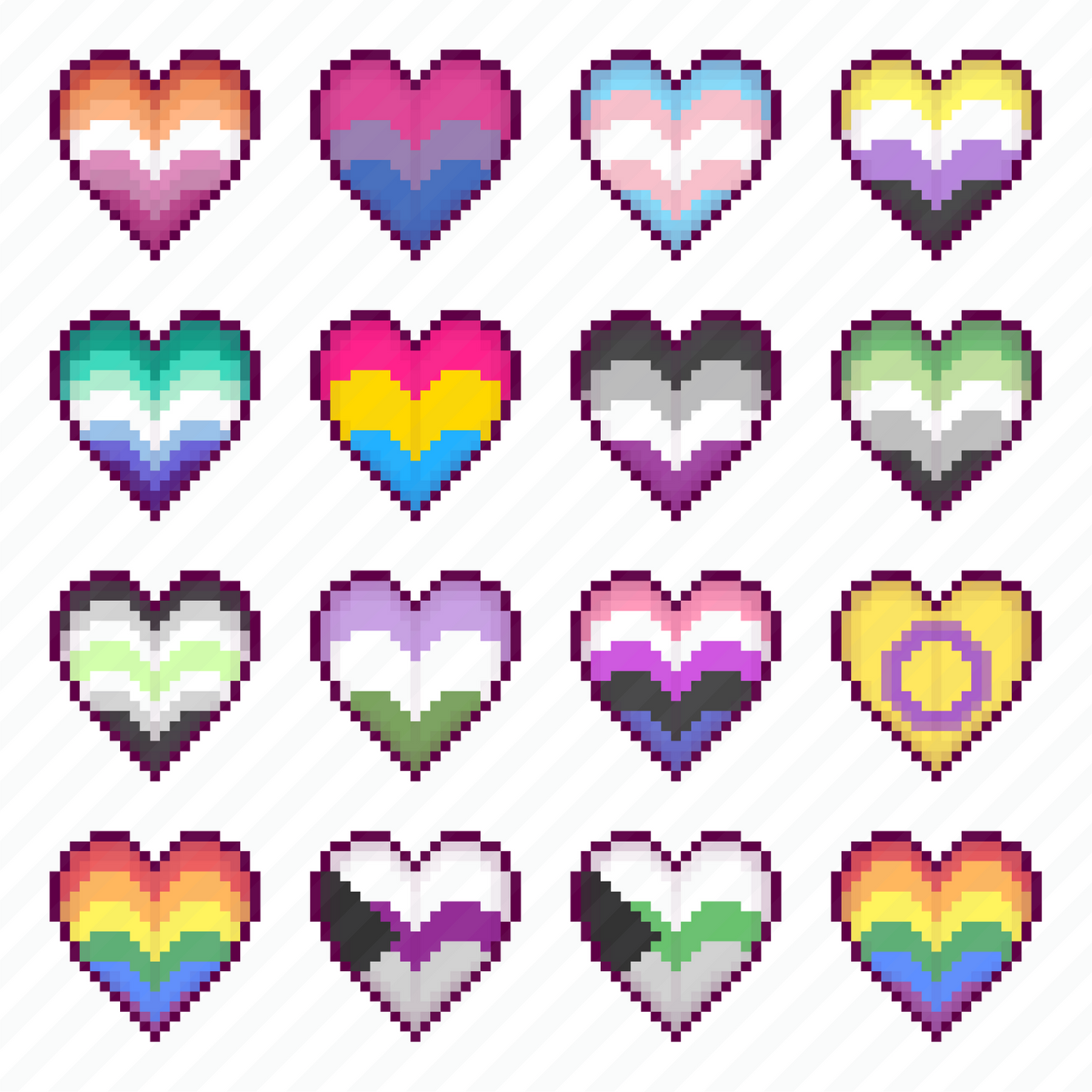 43. [Clearance] Pixel Pride Heart Plain Vinyl Stickers